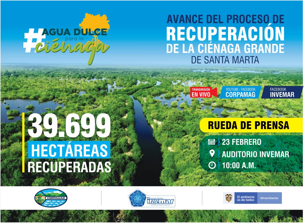 Tarjeta invitacion rueda de presna socializacion avance recuperacion Cienaga Grande